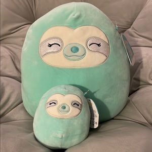 NWT Aqua the Sloth 12” & 5” Squishmallow Bundle